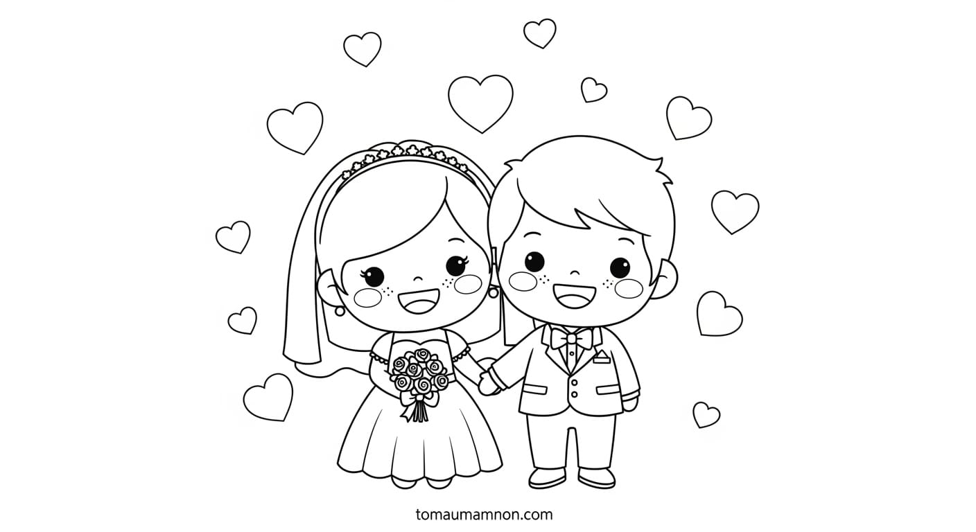 Chibi cặp cưới dưới trời sao