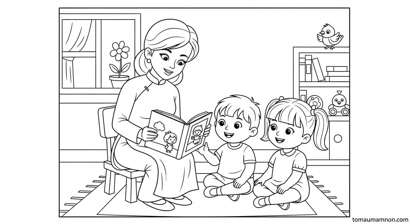 Cô giáo trong tà áo dáng đứng