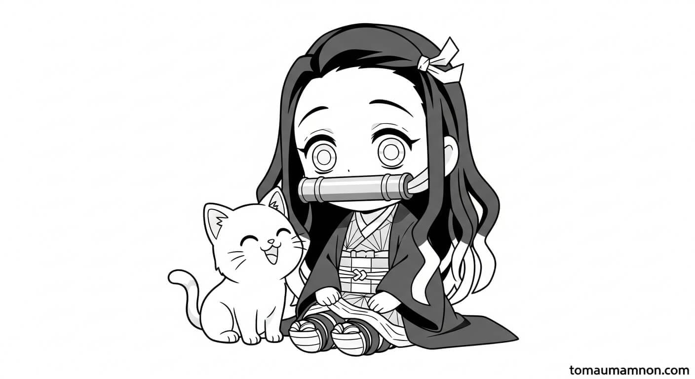 Hình Ảnh Nezuko Cute Nezuko với biểu cảm ngạc nhiên