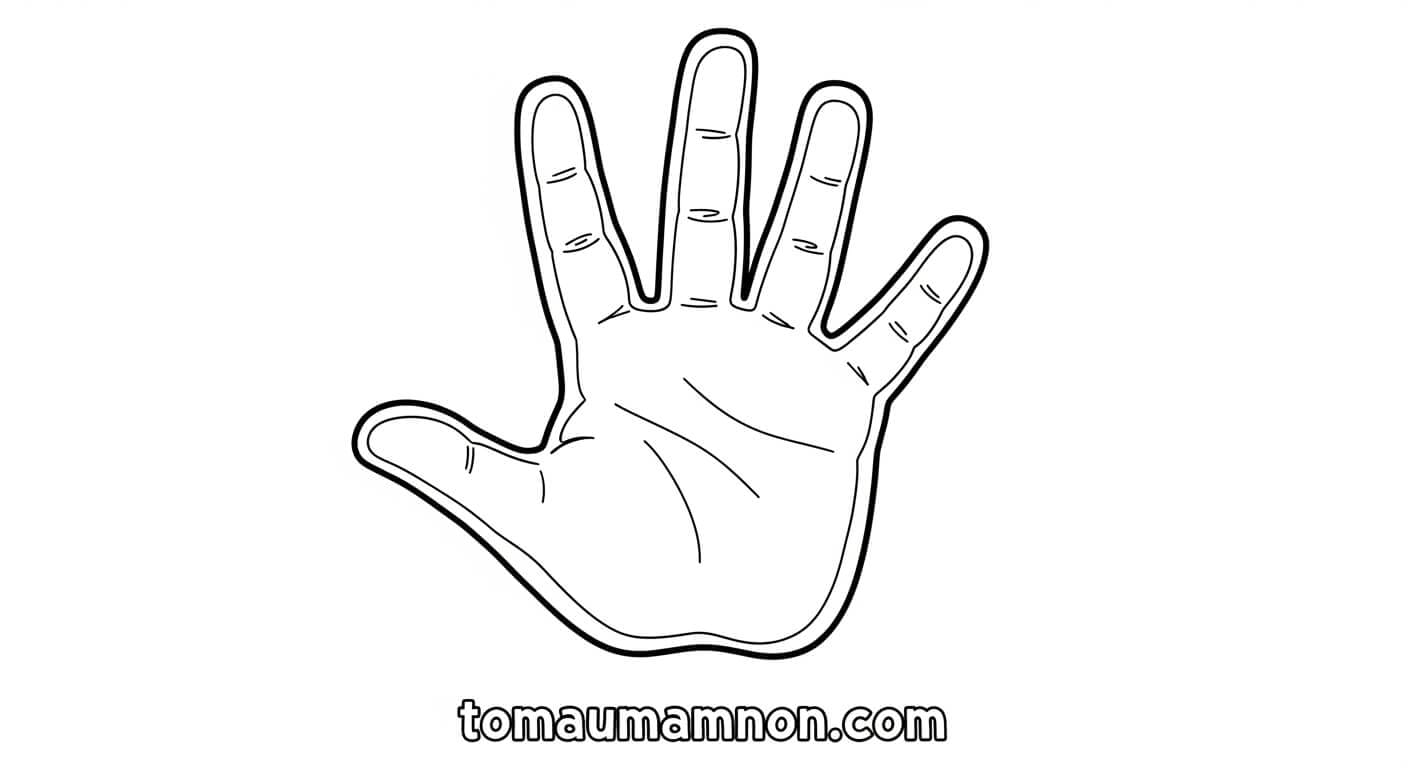 Hình Bàn Tay Cho Trẻ Tô Màu Bàn tay mở rộng
