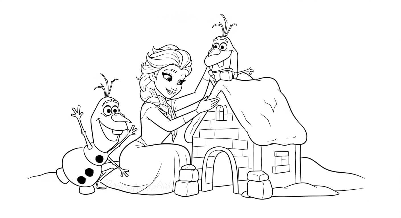 Hình Tô Màu Elsa Elsa và Anna đứng gần nhau