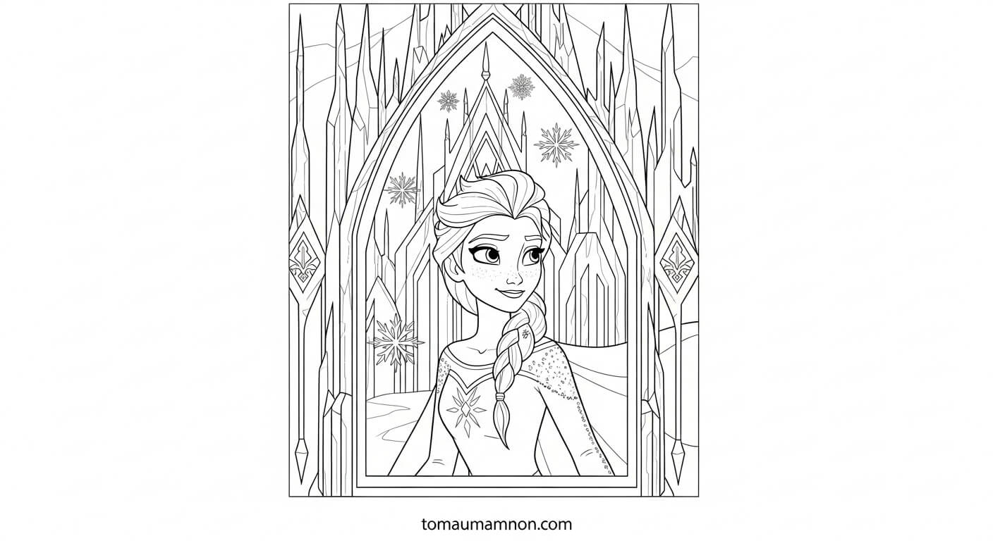 Hình Tô Màu Elsa Elsa vẫy tay