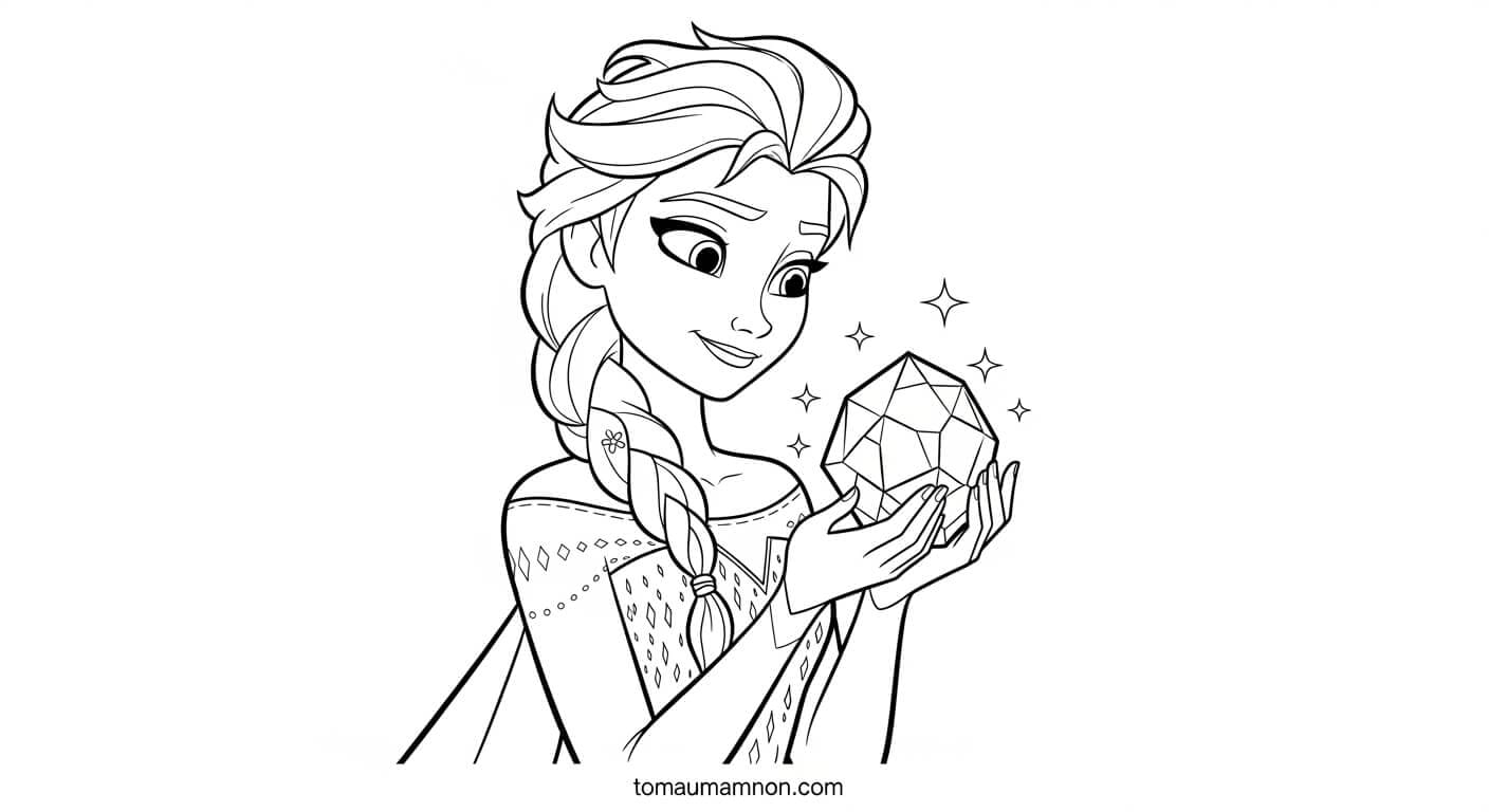 Hình Tô Màu Elsa Anna mỉm cười