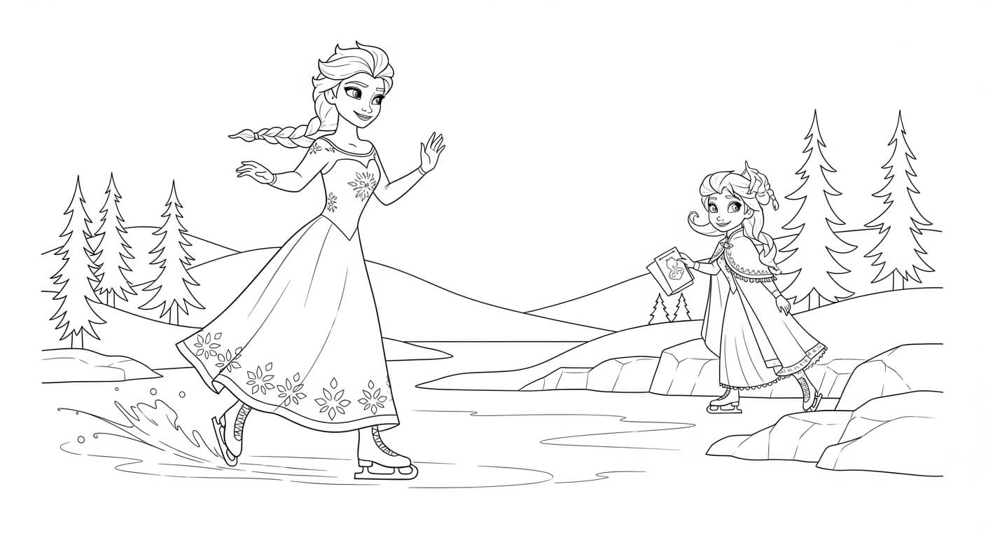 Hình Tô Màu Elsa Elsa cầm tay Anna