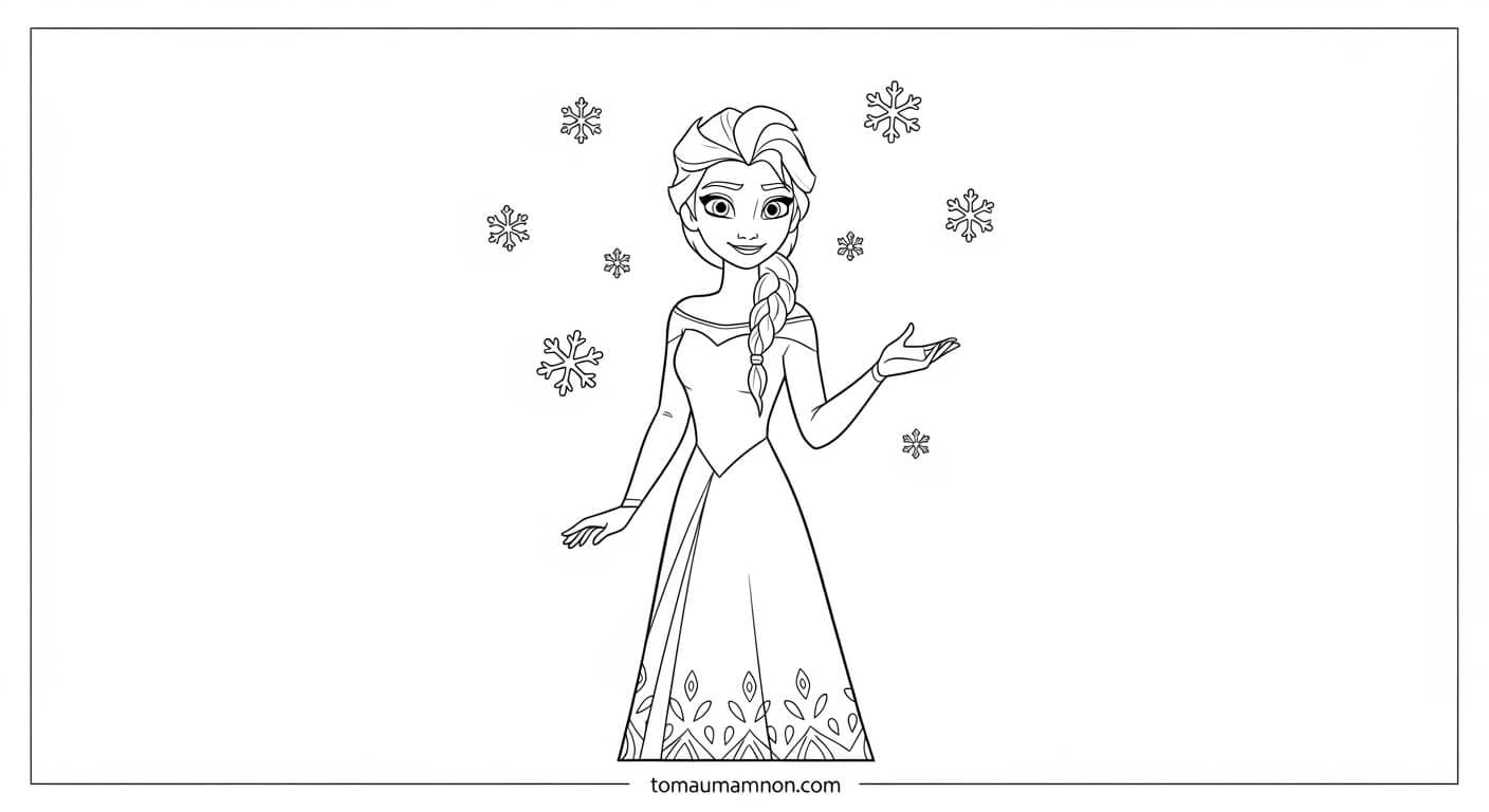 Hình Tô Màu Elsa Elsa tạo tuyết