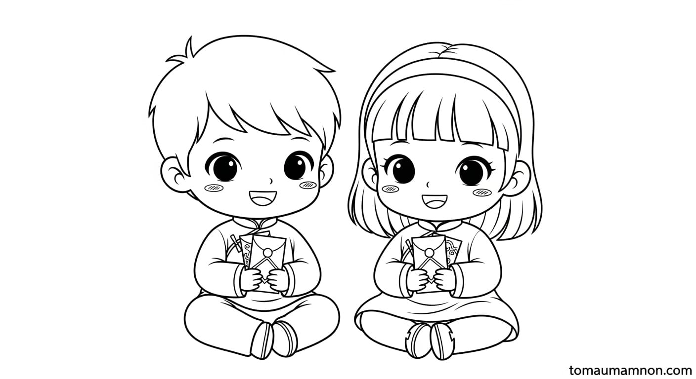 Lì Xì Chibi Gia đình chibi đi chùa đầu năm