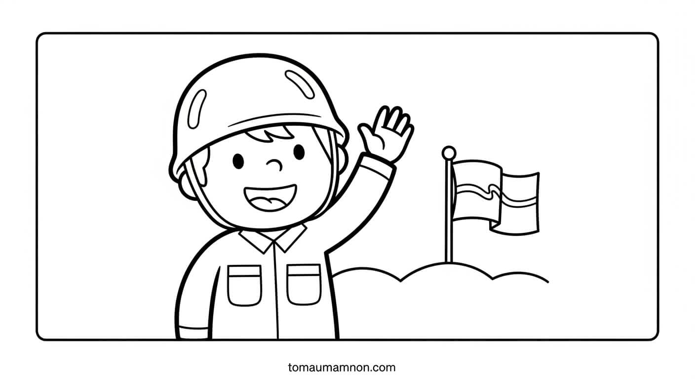 chú bộ đội vẫy tay