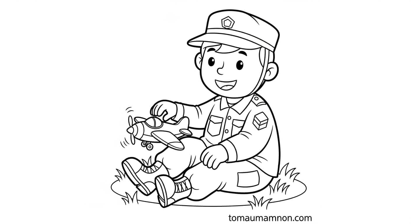 chú bộ đội với quốc kỳ