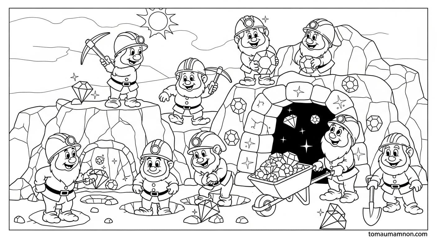 Tô Màu Bạch Tuyết Bạch Tuyết và 7 chú lùn