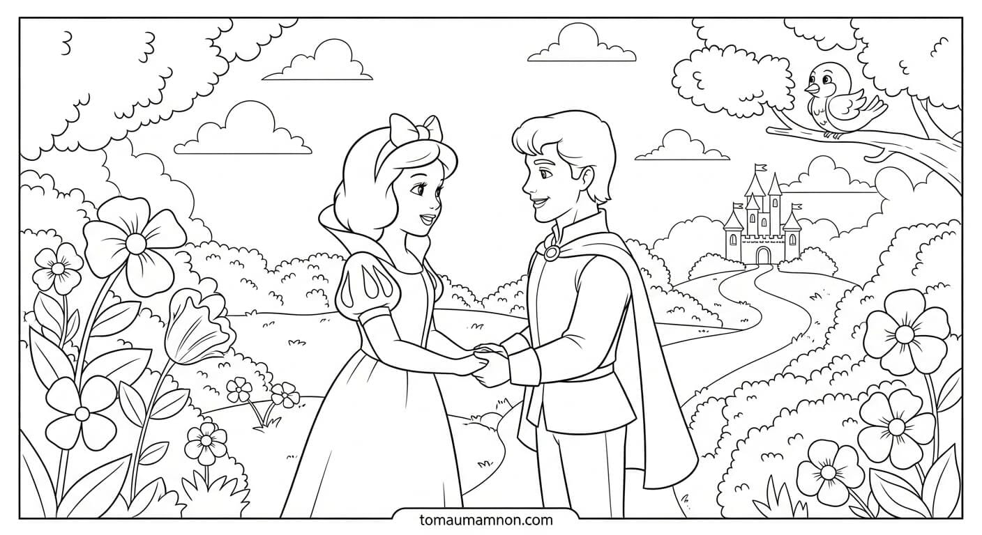 Tô Màu Bạch Tuyết Nàng Bạch Tuyết hạnh phúc