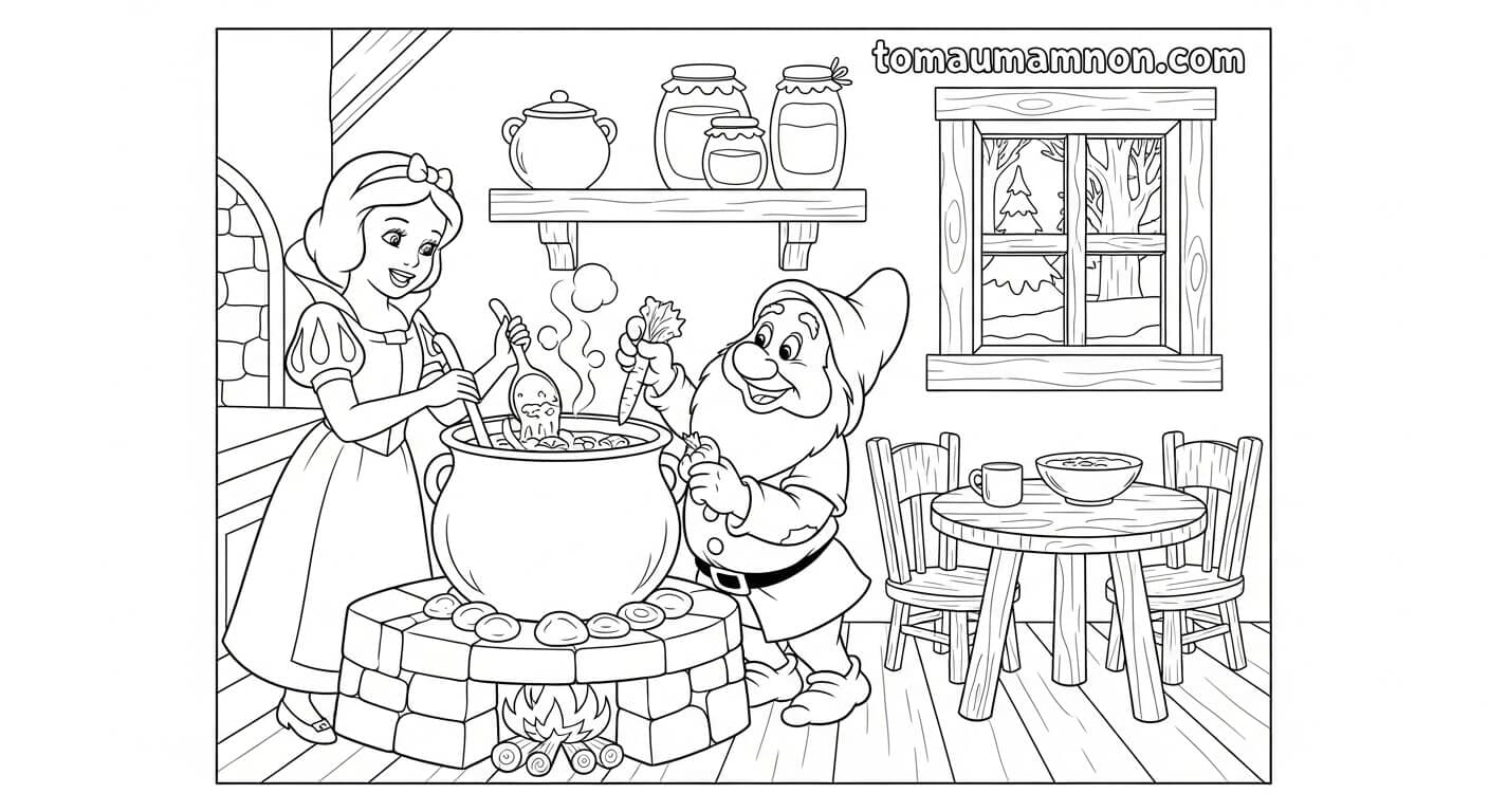 Tô Màu Bạch Tuyết Tranh công chúa dễ thương