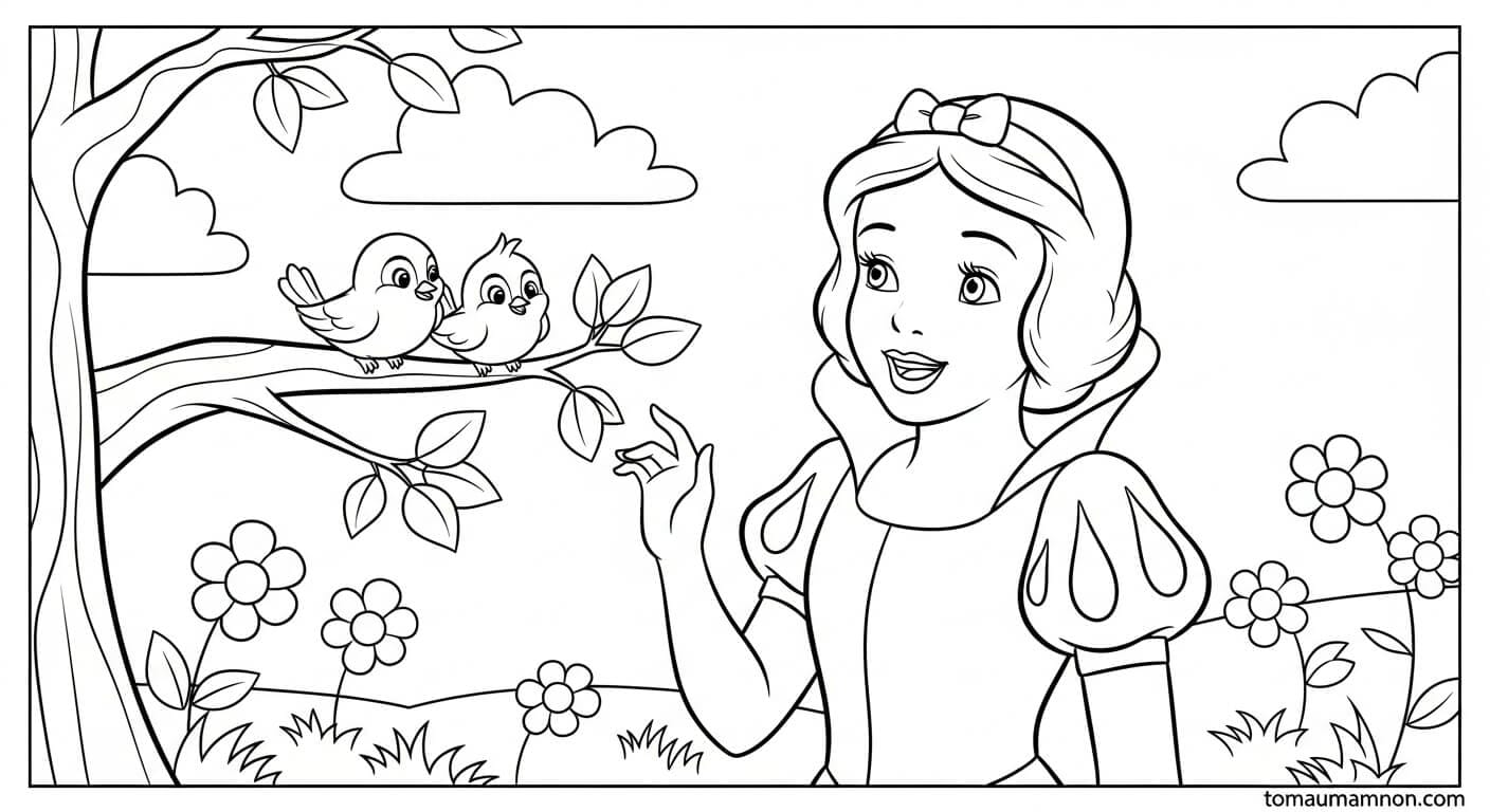 Tô Màu Bạch Tuyết Bạch Tuyết gặp gỡ 7 chú lùn