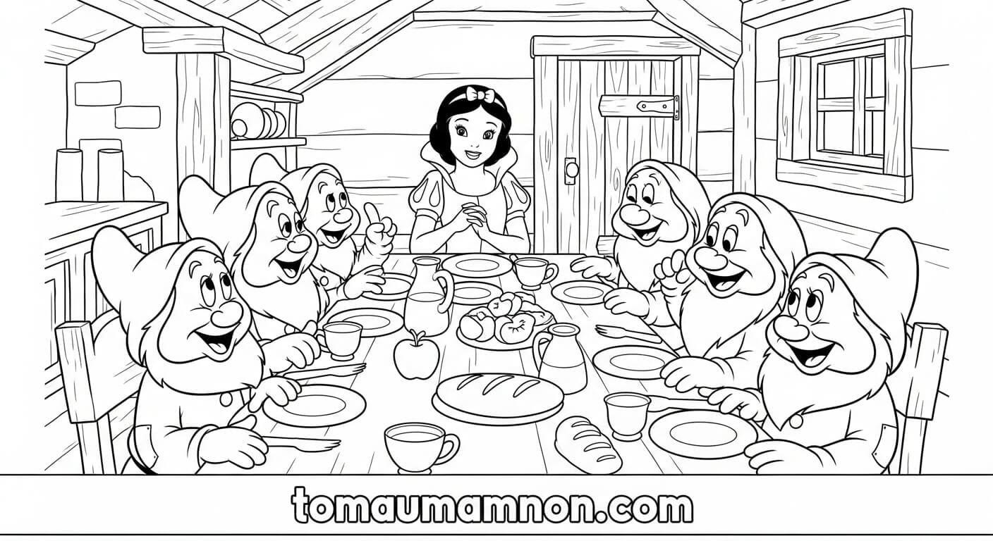 Tô Màu Bạch Tuyết Nàng Bạch Tuyết đáng yêu