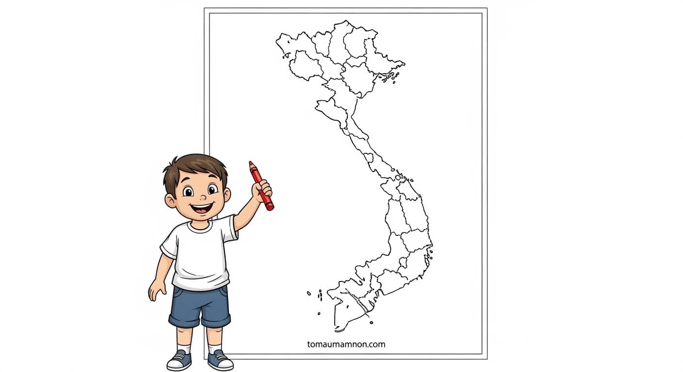 Trẻ em tô màu bản đồ