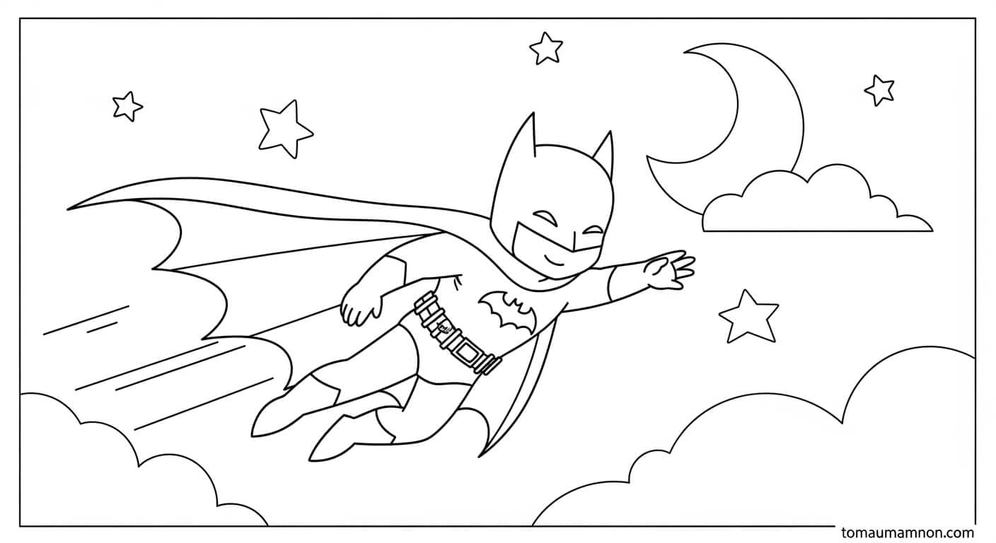 Tô Màu Batman Batman đứng trên nóc nhà