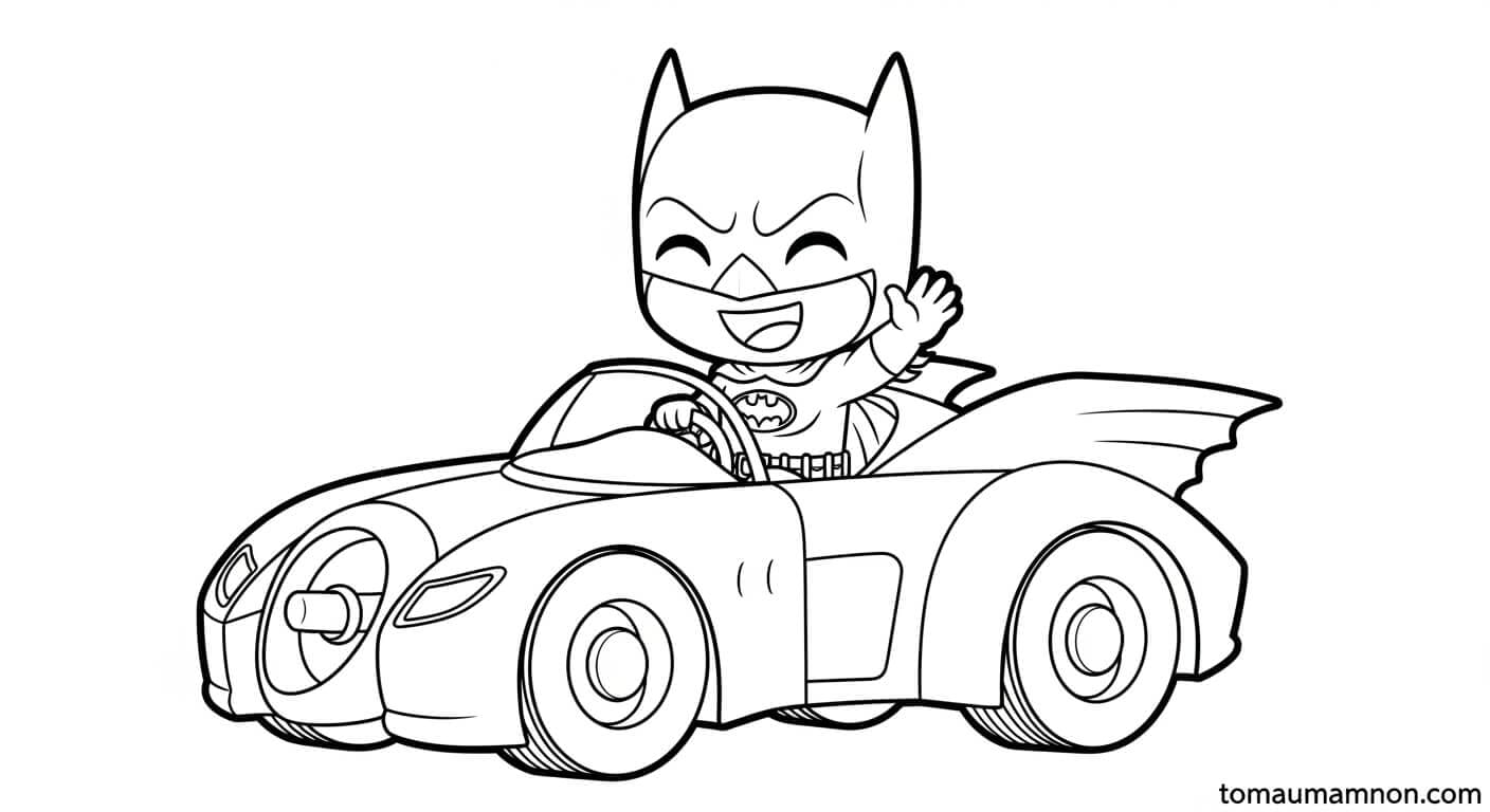 Tô Màu Batman Batman cưỡi xe Batmobile