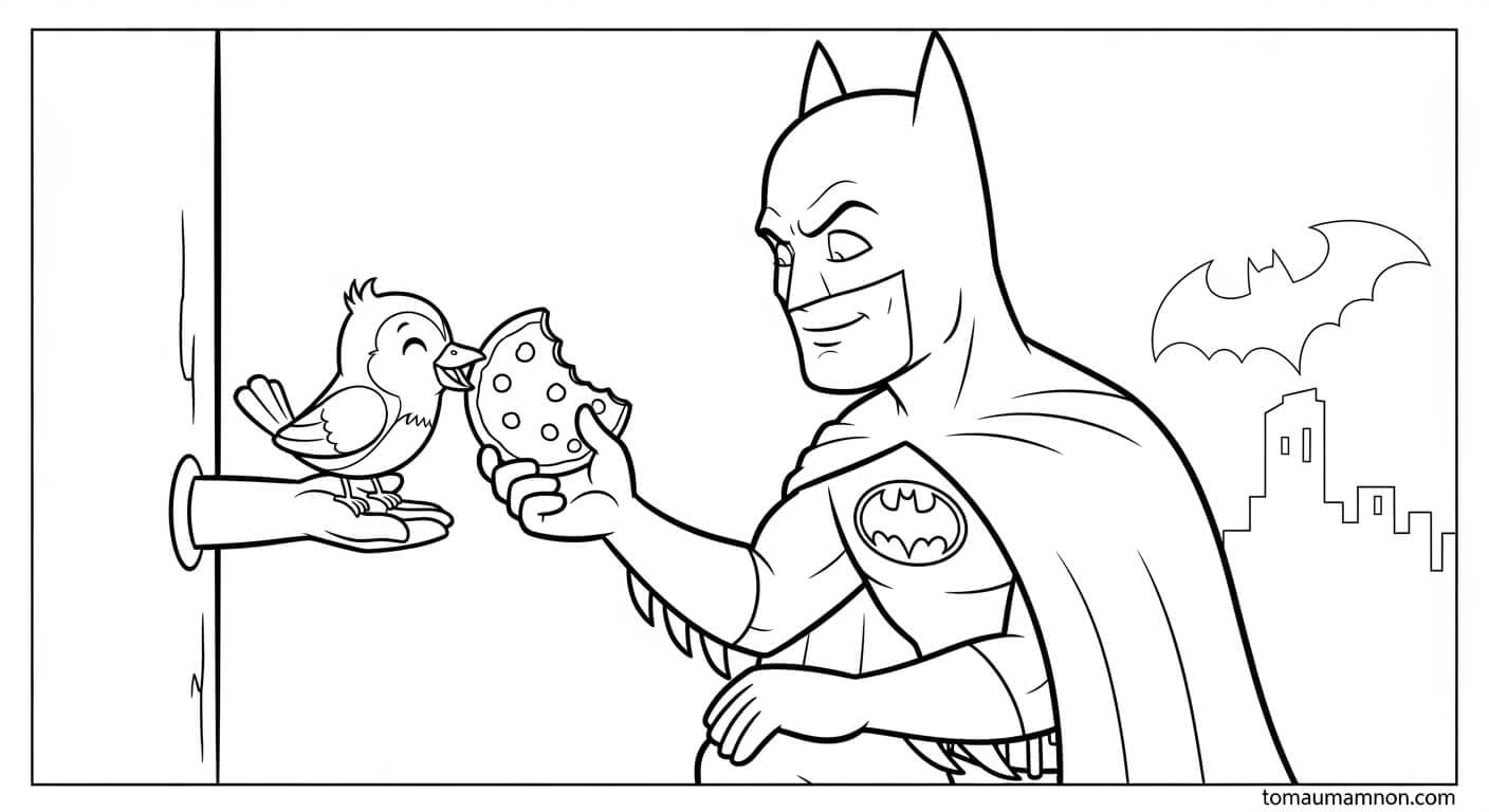 Tô Màu Batman Người dơi với chiếc áo chùng