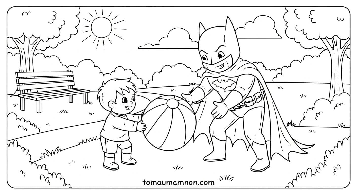 Tô Màu Batman Batman cầm batarang