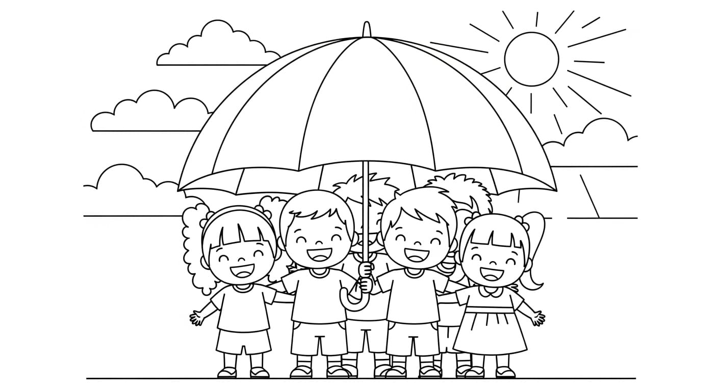 Tranh ô với bầu trời trong xanh