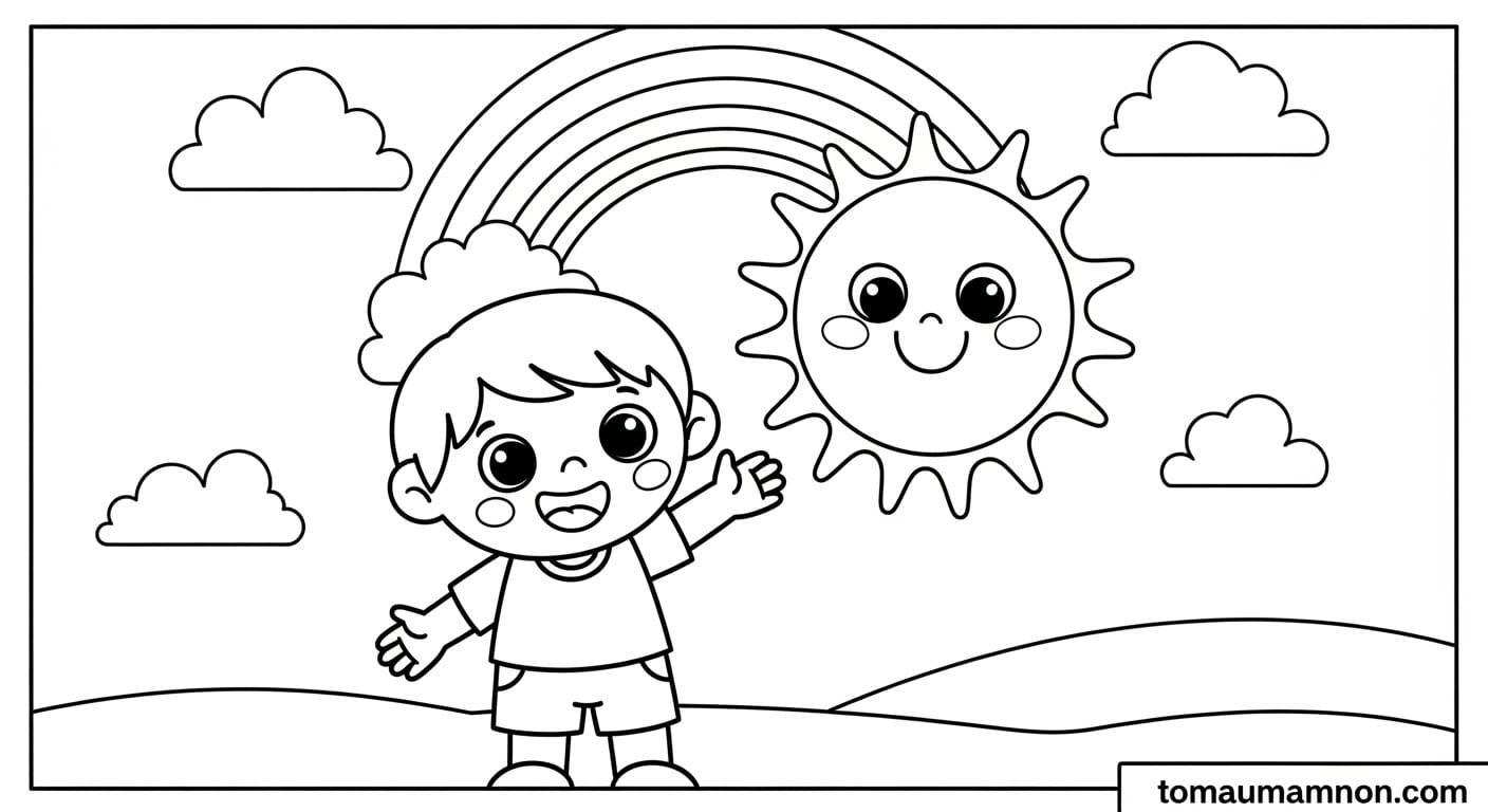 Tô Màu Cầu Vồng tranh cầu vồng nhiều màu sắc