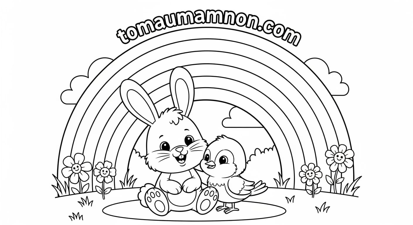 Tô Màu Cầu Vồng bé gái tô màu cầu vồng