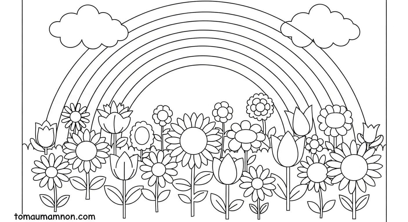 Tô Màu Cầu Vồng cầu vồng và mặt trời