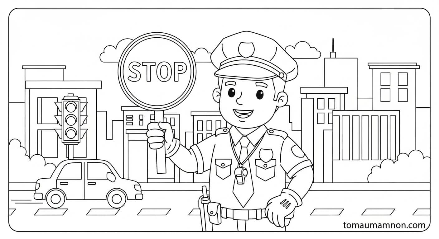 Chú cảnh sát gần gũi với bé