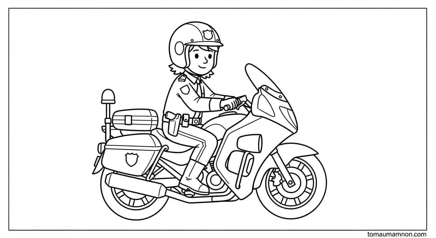 Chú cảnh sát với xe mô tô