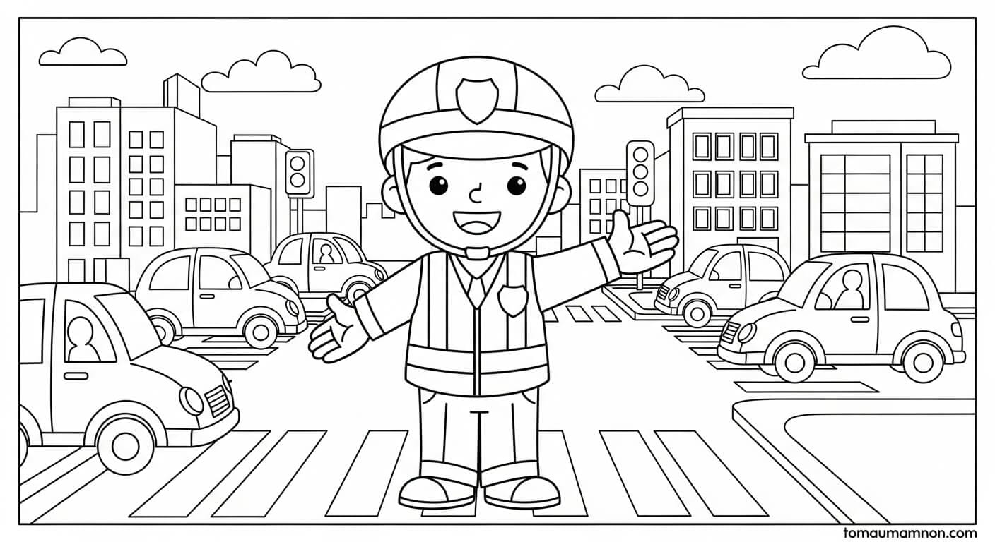 Chú cảnh sát giao thông điều khiển xe