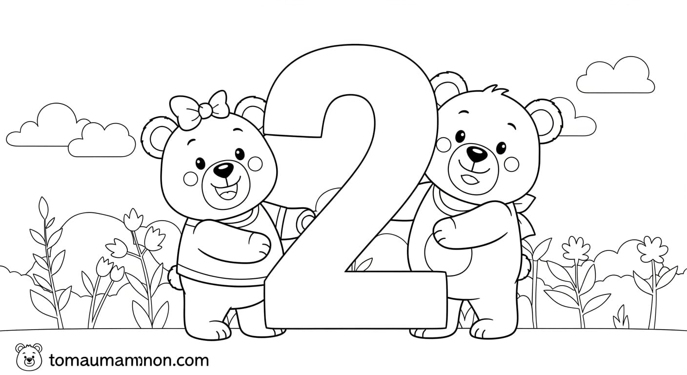 tranh tô màu chữ số 1