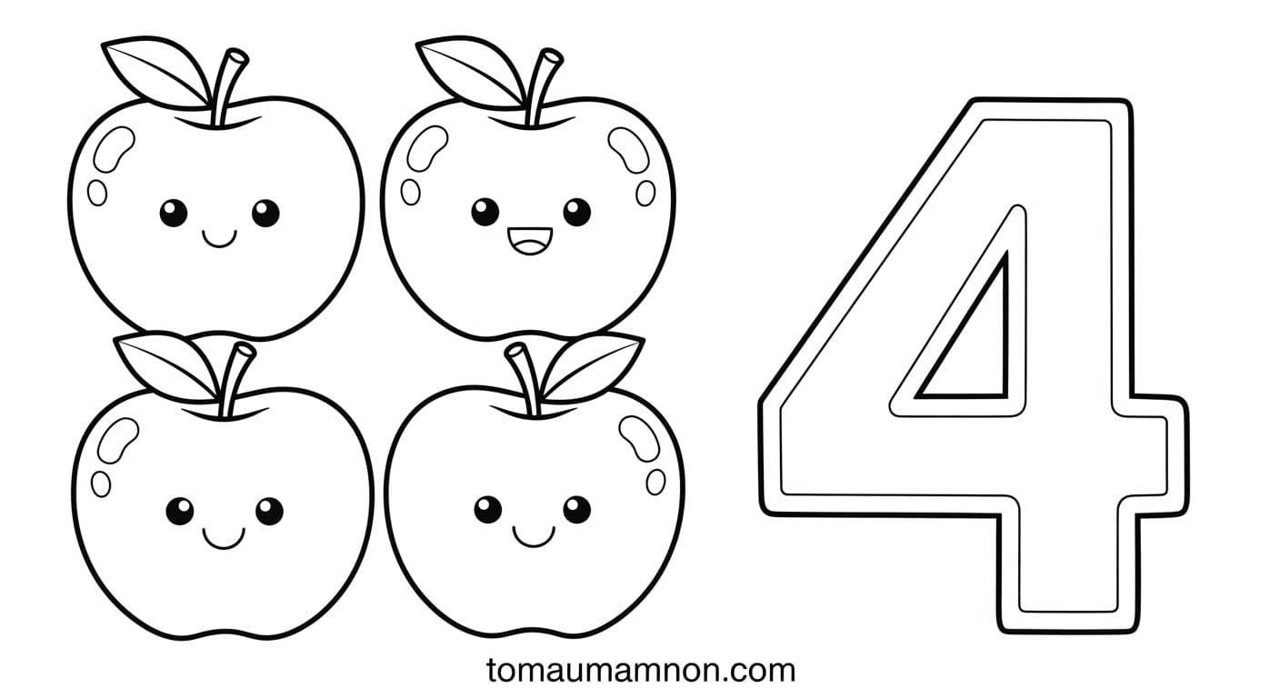 tranh tô màu chữ số 3