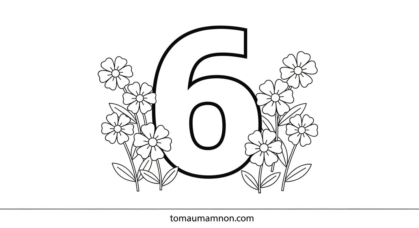 tranh tô màu chữ số 5