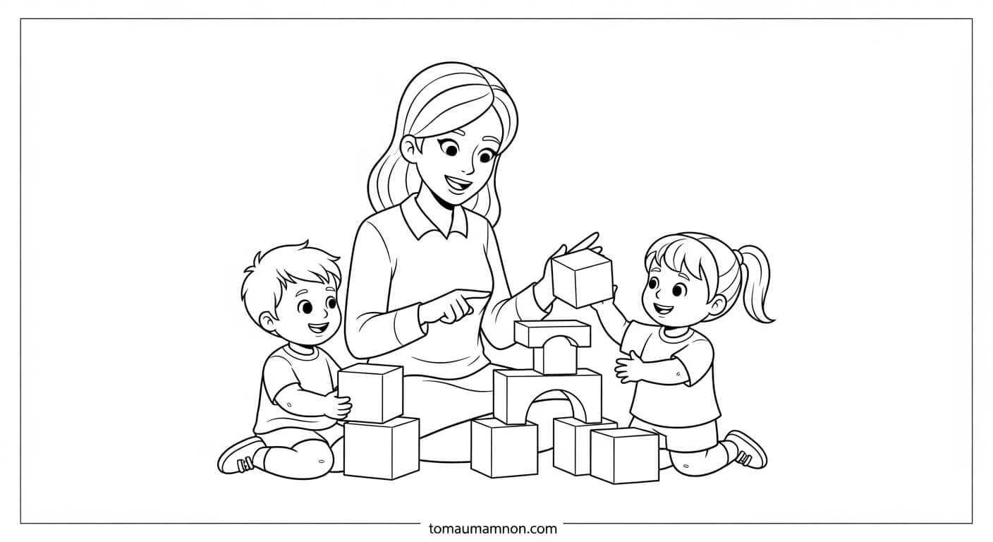 Tô Màu Cô Giáo Cô giáo và bảng đen