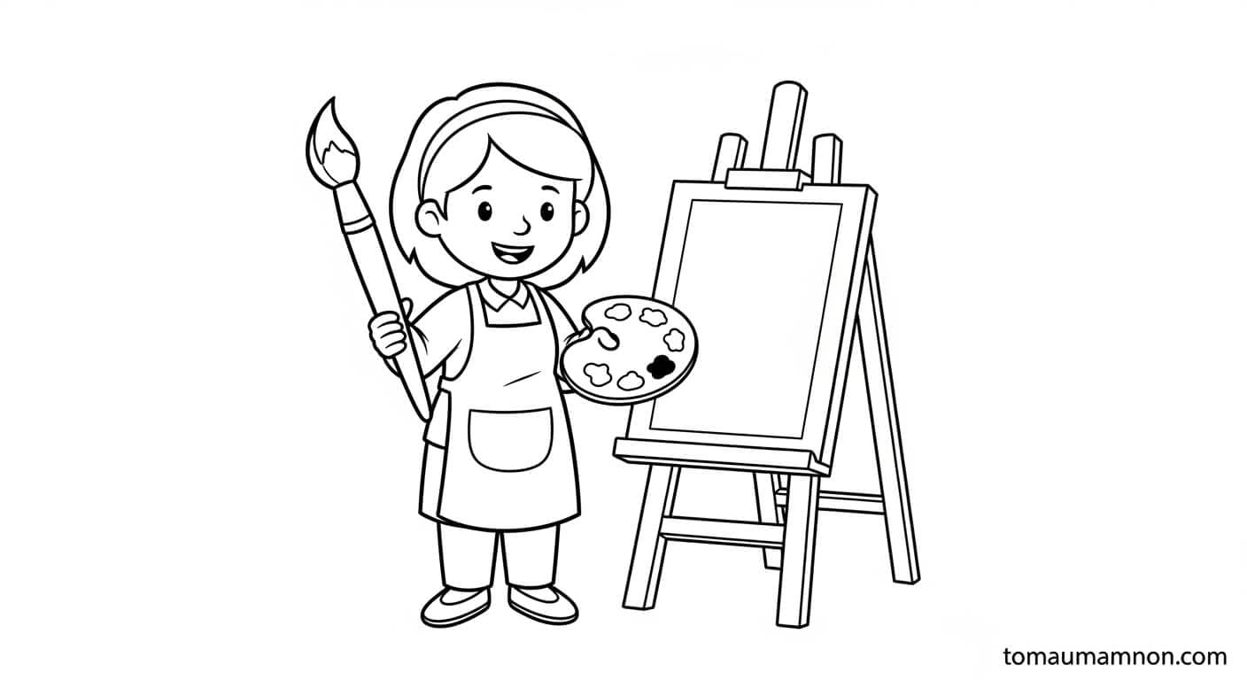 Tô Màu Cô Giáo Cô giáo mỉm cười