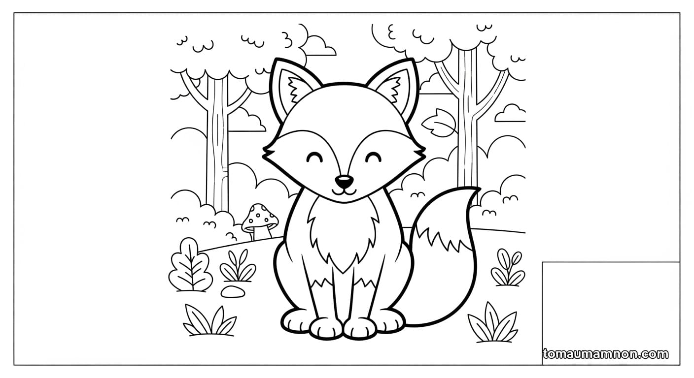 Tô Màu Con Cáo Cáo nấp trong bụi