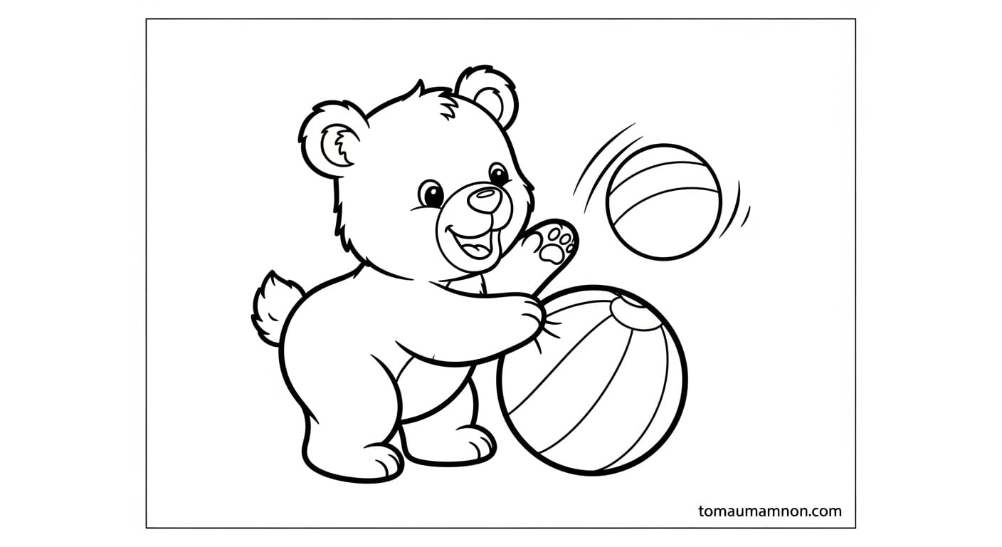 Tô Màu Con Gấu Gấu đứng trên cỏ