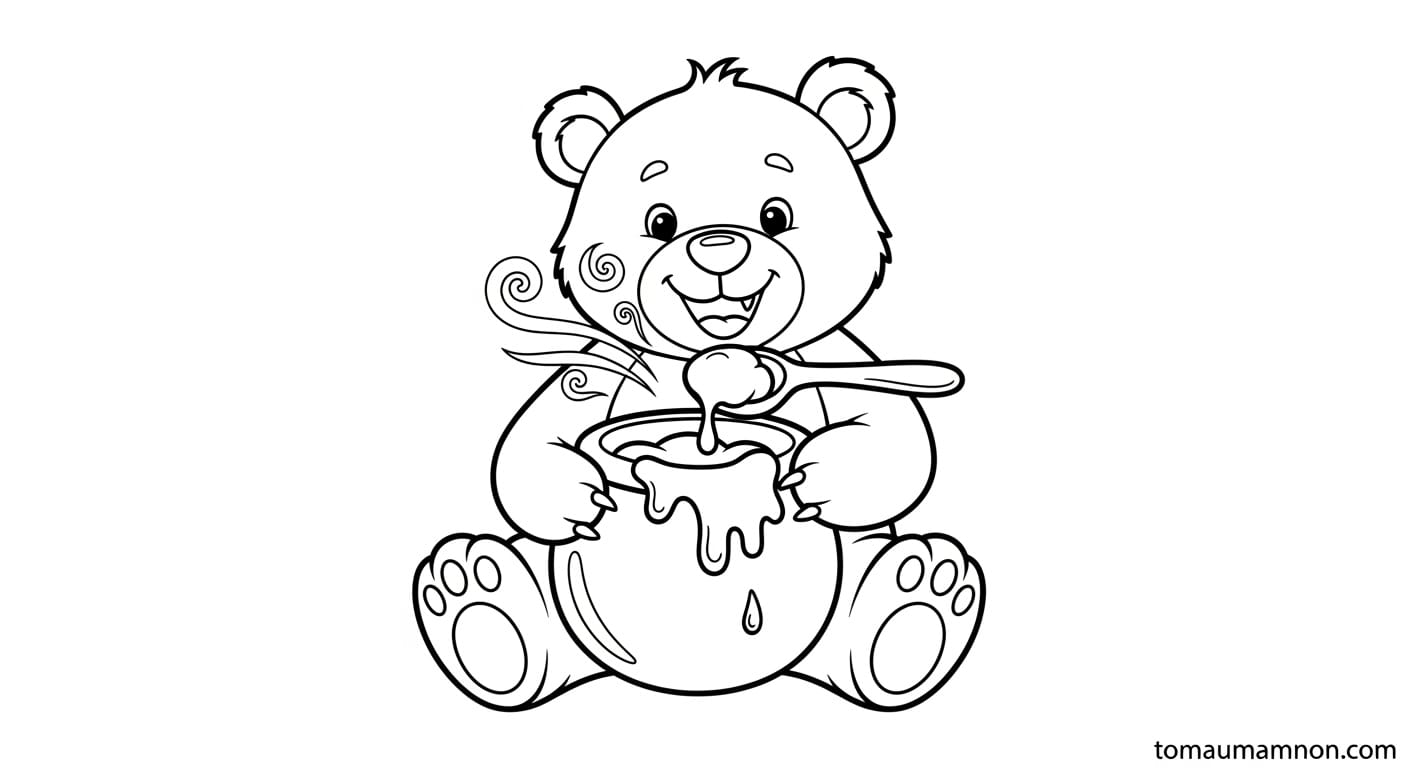Tô Màu Con Gấu Gấu dễ thương và cây