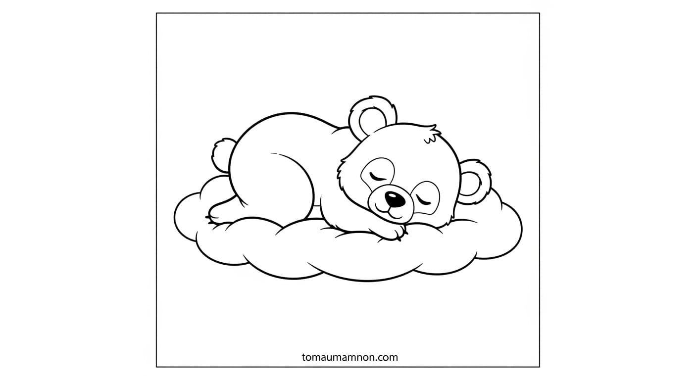 Tô Màu Con Gấu Gấu ôm quả táo