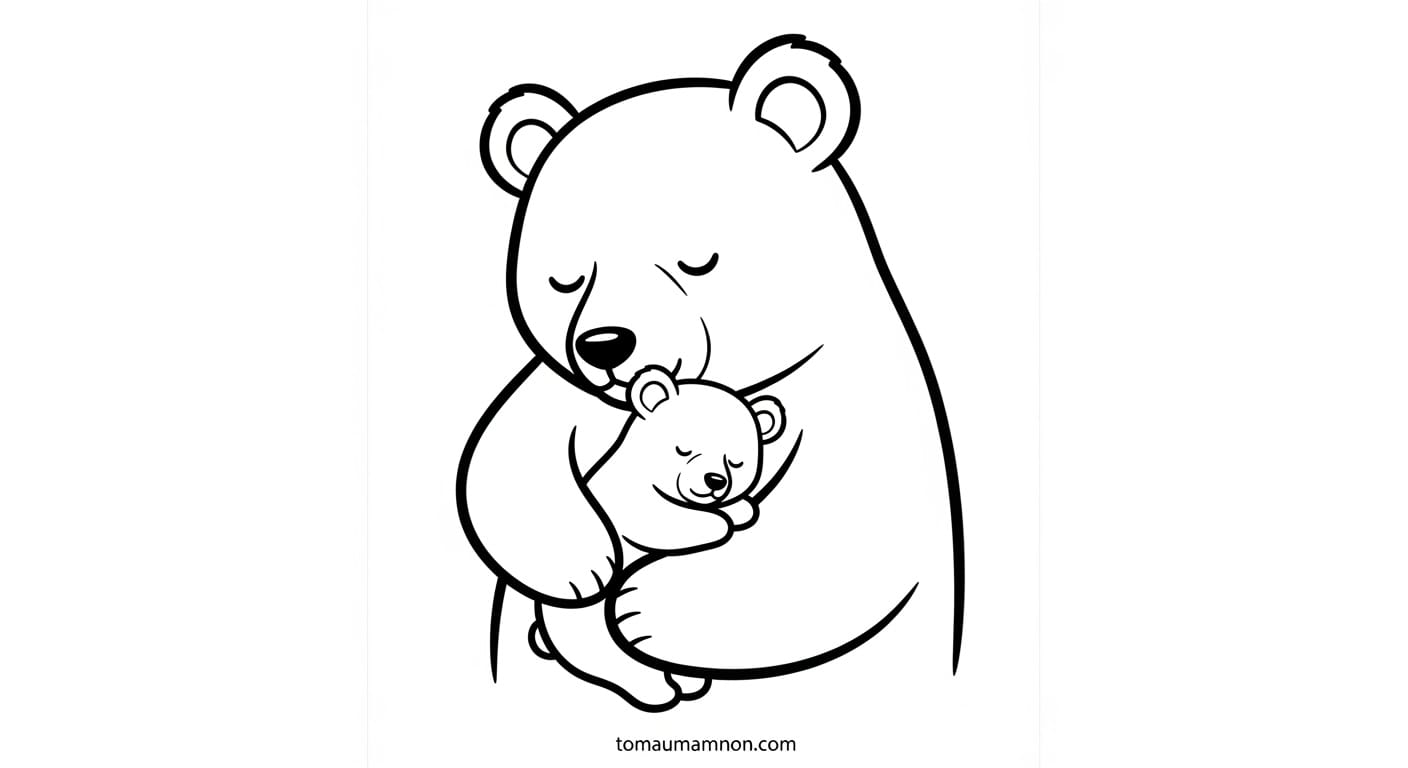 Tô Màu Con Gấu Gấu đứng bên hoa