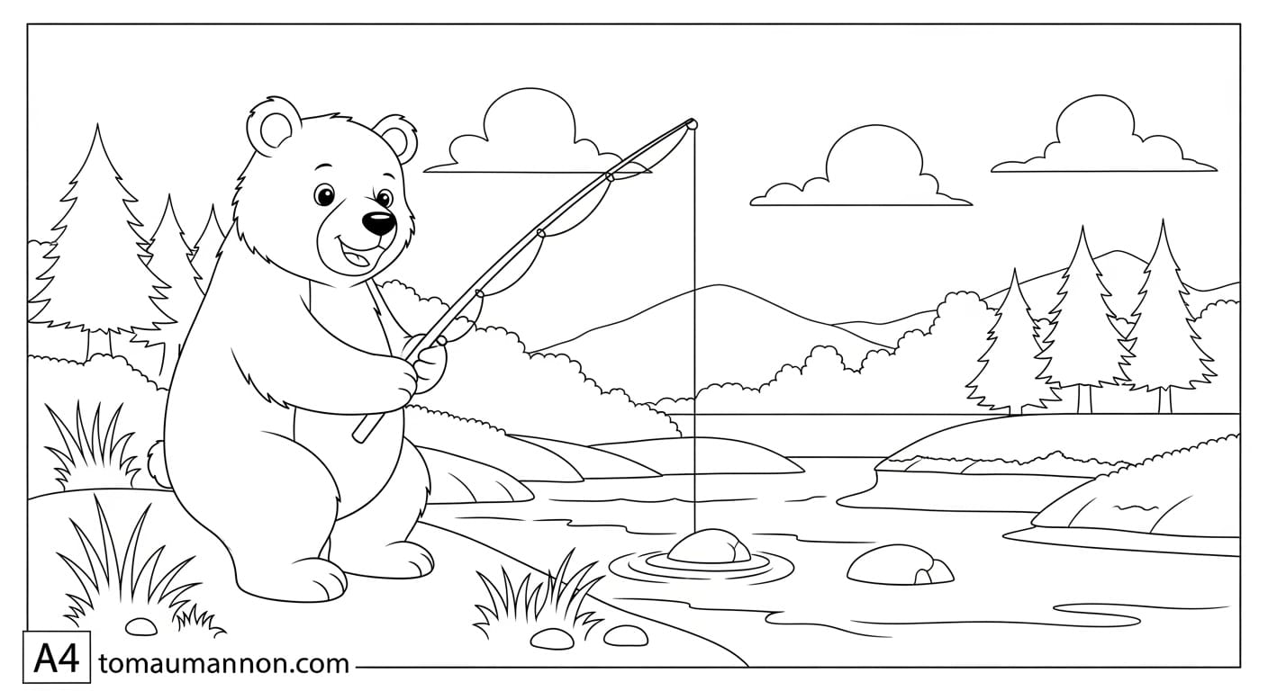 Tô Màu Con Gấu Gấu ngủ trên mặt trăng