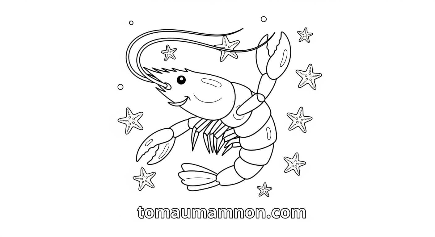 Tô Màu Con Tôm con tôm hoạt hình để tô màu