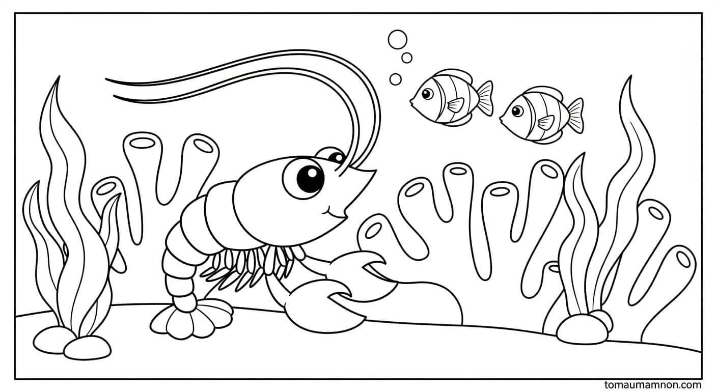 Tô Màu Con Tôm hình con tôm chi tiết để tô màu