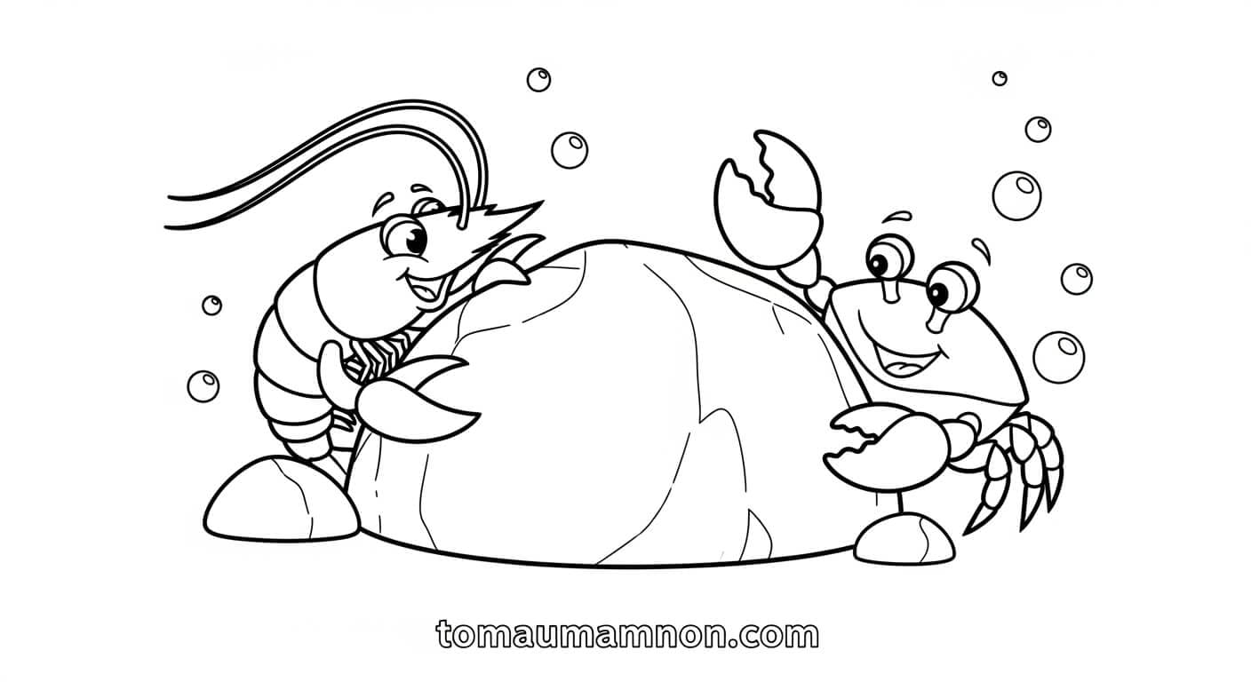 Tô Màu Con Tôm tranh vẽ con tôm đang bơi