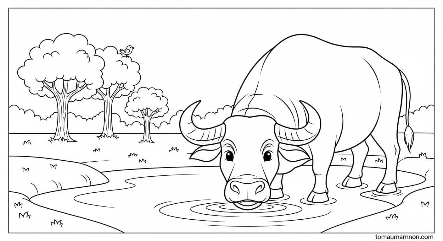 Trâu bên cánh đồng