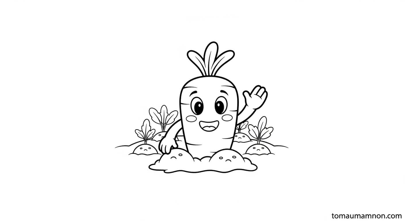 Tô Màu Củ Cà Rốt Củ cà rốt với chi tiết thú vị