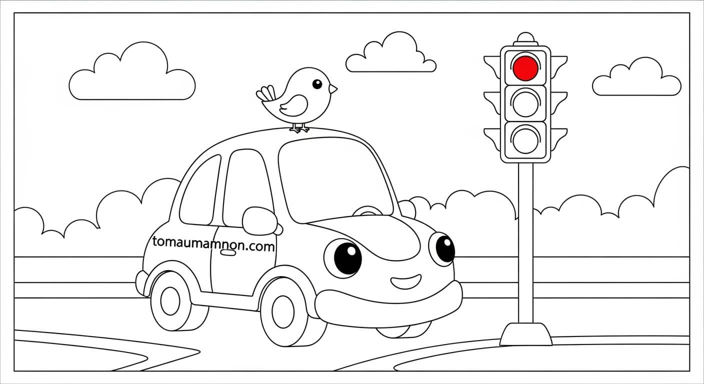 Trẻ em tô màu biển báo giao thông