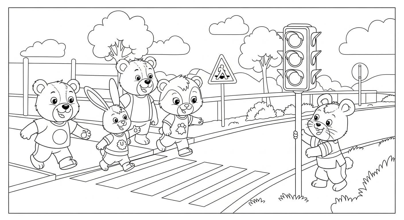 Tranh đèn giao thông dễ thương