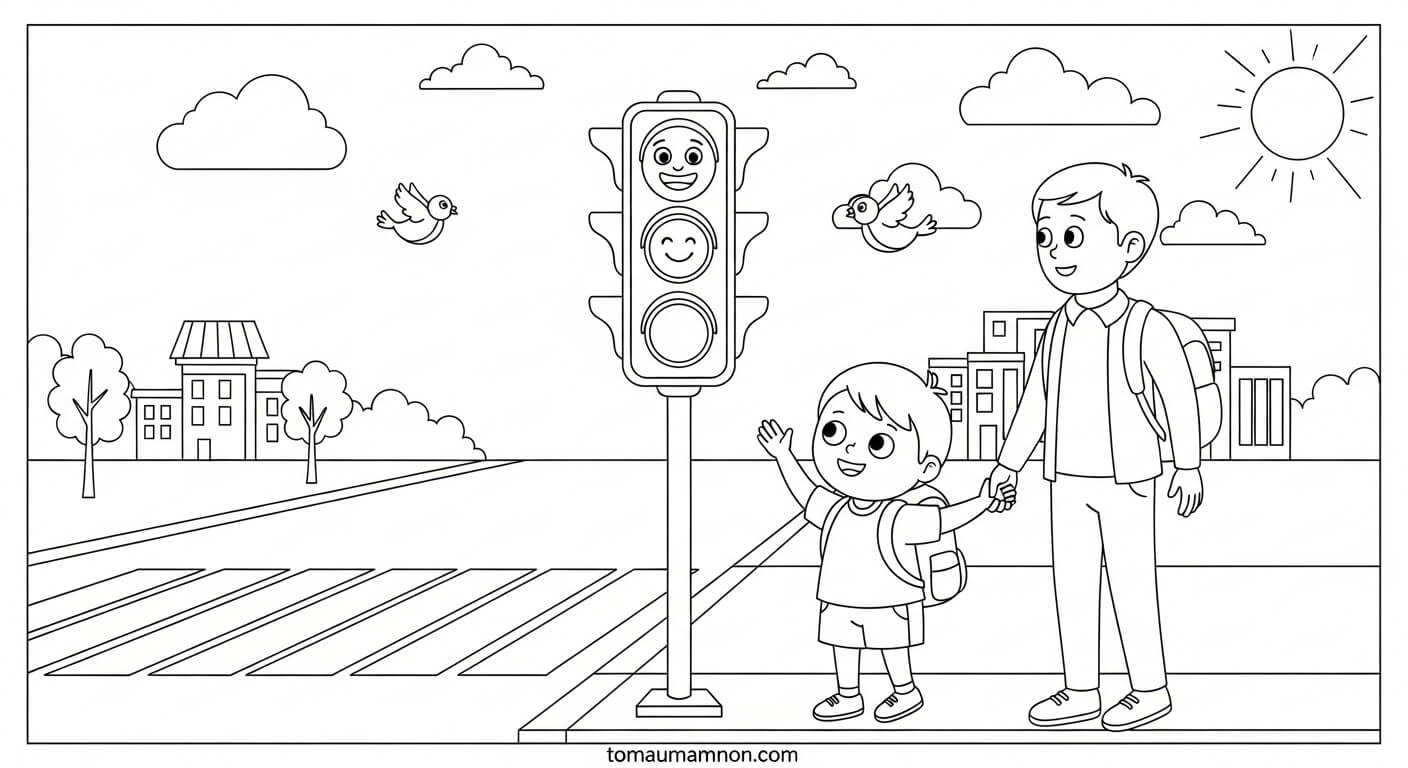 Tô màu đèn giao thông