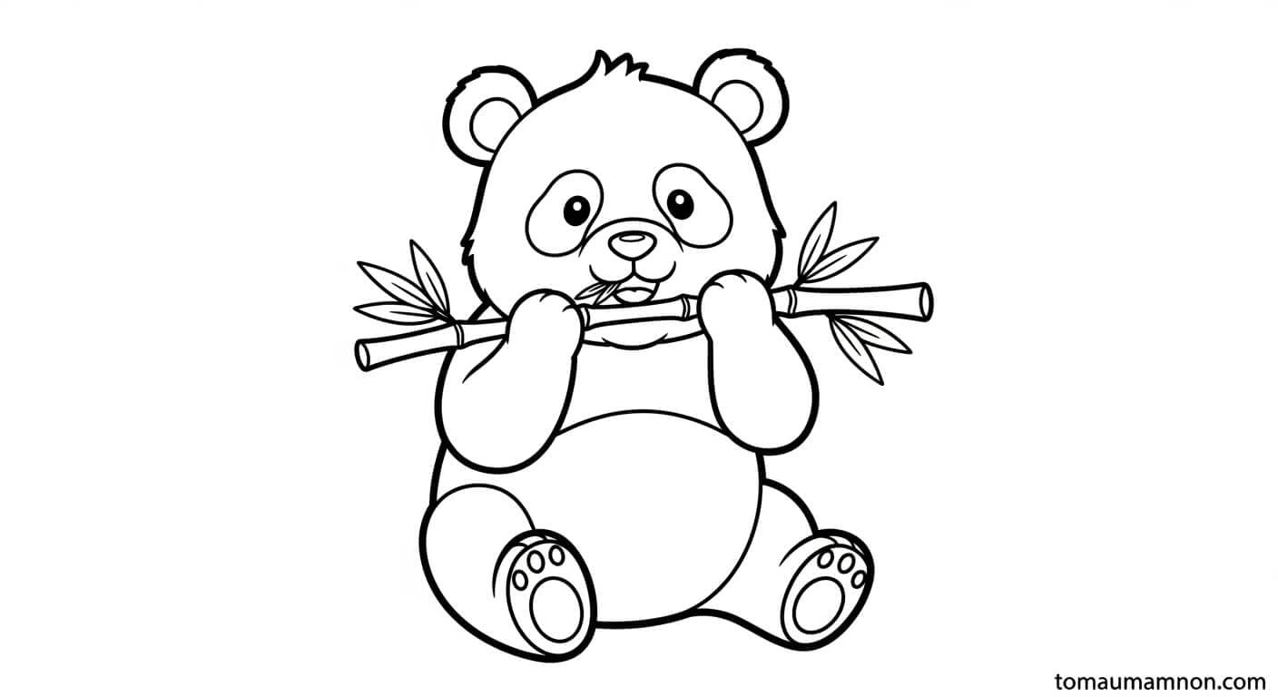 Tô Màu Gấu Trúc Gấu trúc ăn tre