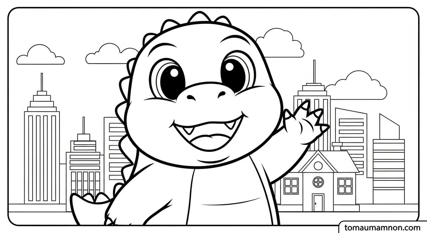 Tô Màu Godzilla godzilla trên bờ biển